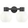 Lawton Sphere 16"W 2 Light Black Wall Bath Light w/ Gloss White Shade