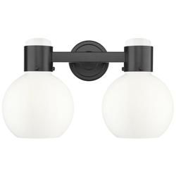 Lawton Sphere 16"W 2 Light Black Wall Bath Light w/ Gloss White Shade