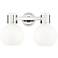 Lawton Sphere 16"W 2 Light Nickel Wall Bath Light w/ Gloss White Shade