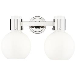 Lawton Sphere 16"W 2 Light Nickel Wall Bath Light w/ Gloss White Shade
