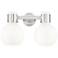 Lawton Sphere 16"W 2 Light Satin Nickel Bath Light w/ Gloss White Shade