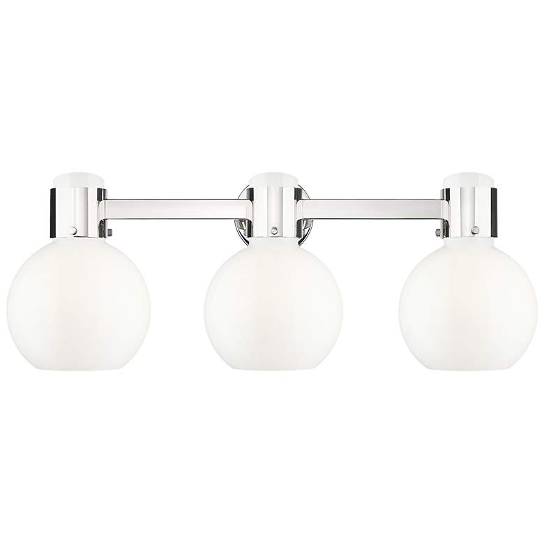 Image 1 Lawton Sphere 24"W 3 Light Nickel Wall Bath Light w/ Gloss White Shade