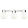 1_Lawton Sphere 24"W 3 Light Nickel Wall Bath Light w/ Gloss White Shade