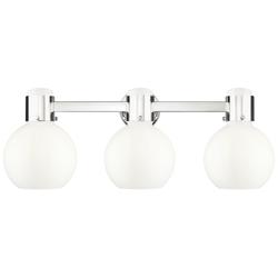 Lawton Sphere 24"W 3 Light Nickel Wall Bath Light w/ Gloss White Shade