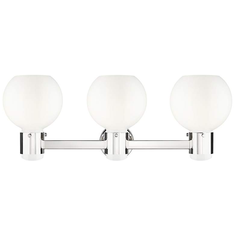 Image 2 Lawton Sphere 24"W 3 Light Nickel Wall Bath Light w/ Gloss White Shade more views