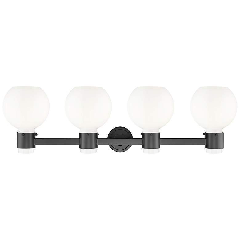 Image 3 Lawton Sphere 34"W 4 Light Black Wall Bath Light w/ Gloss White Shade more views