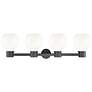 3_Lawton Sphere 34"W 4 Light Black Wall Bath Light w/ Gloss White Shade more views