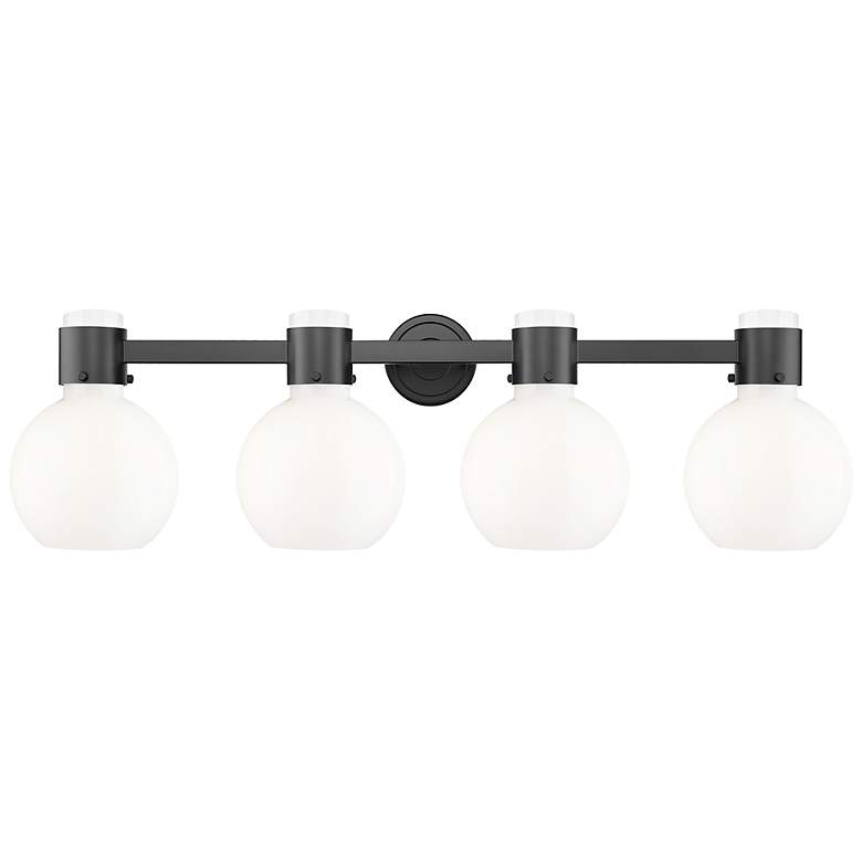 Image 4 Lawton Sphere 34"W 4 Light Black Wall Bath Light w/ Gloss White Shade more views