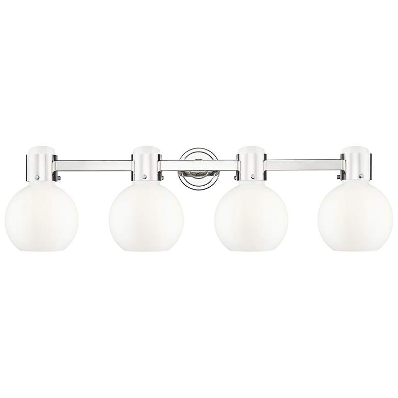 Image 1 Lawton Sphere 34"W 4 Light Nickel Wall Bath Light w/ Gloss White Shade