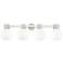 Lawton Sphere 34"W 4 Light Satin Nickel Bath Light w/ Gloss White Shade