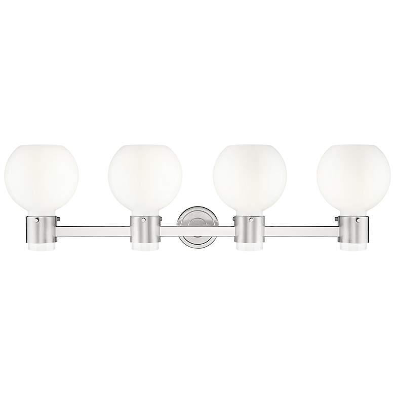 Image 2 Lawton Sphere 34"W 4 Light Satin Nickel Bath Light w/ Gloss White Shade more views