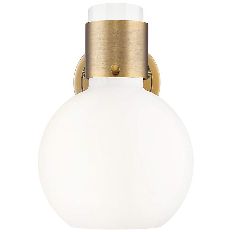 Image 2 Lawton Sphere 8.5"H Brushed Brass Wall Sconce With Gloss White Shade more views