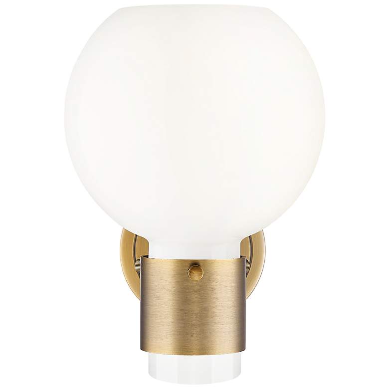 Image 4 Lawton Sphere 8.5"H Brushed Brass Wall Sconce With Gloss White Shade more views