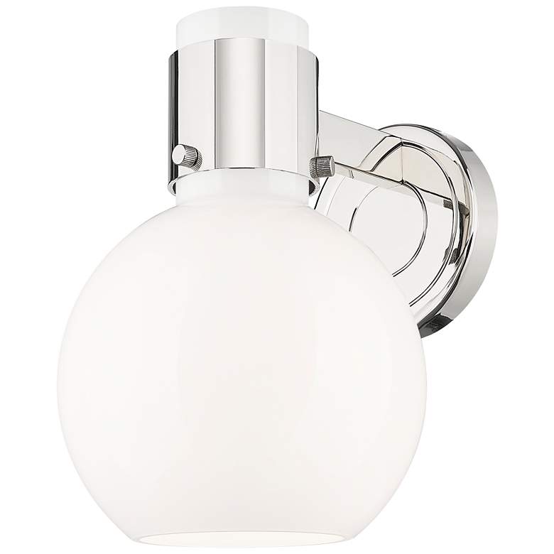 Image 1 Lawton Sphere 8.5"H Polished Nickel Wall Sconce With Gloss White Shade