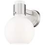 1_Lawton Sphere 8.5"H Satin Nickel Wall Sconce w/ Gloss White Shade