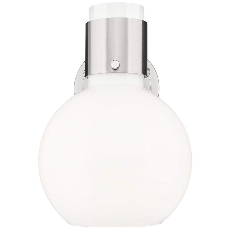 Image 2 Lawton Sphere 8.5"H Satin Nickel Wall Sconce w/ Gloss White Shade more views