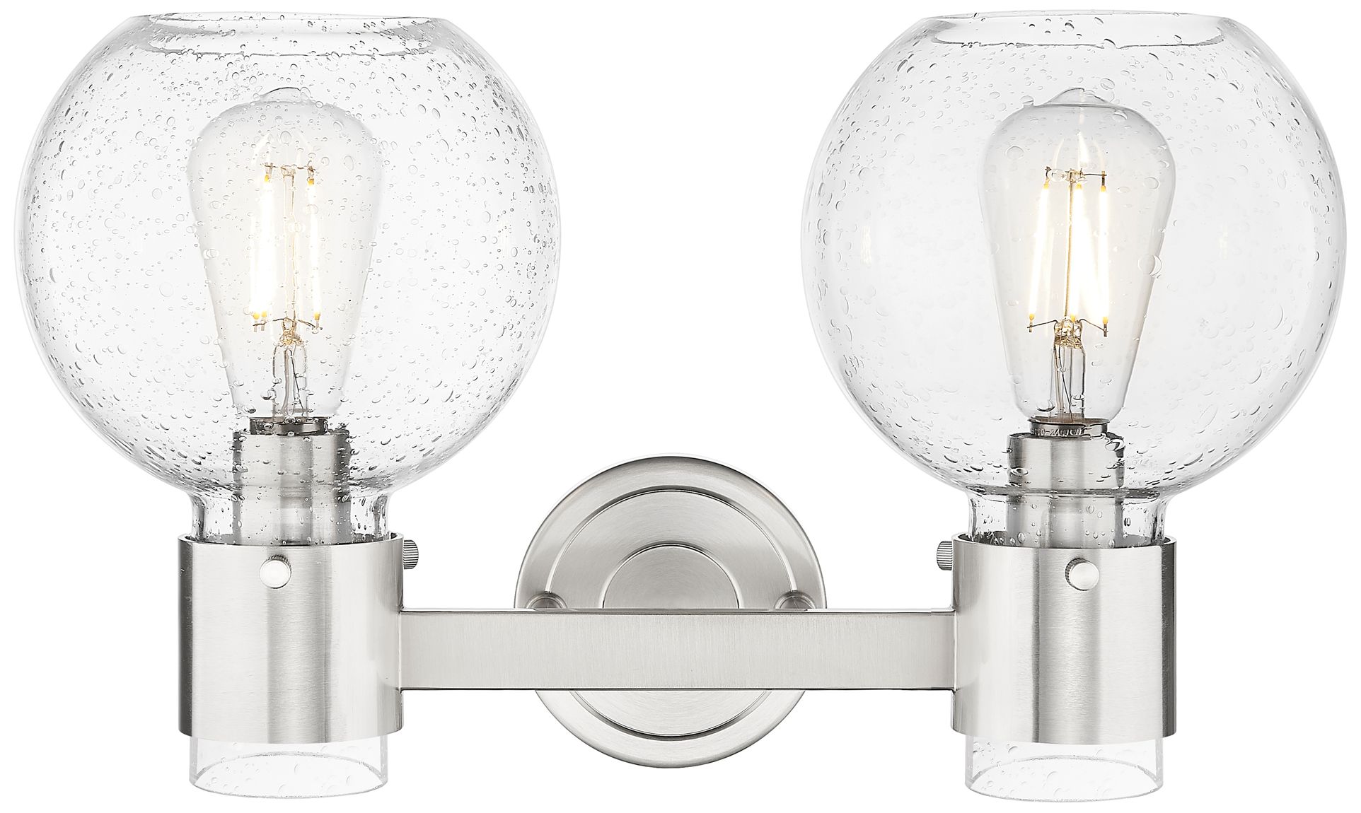 Image 2 Lawton Sphere 9 3/4"H Nickel 2-Light Sconce with Seedy Glass more views