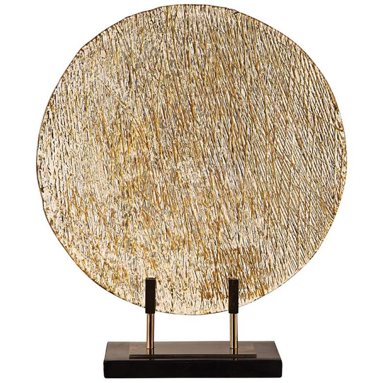 Image 2 Layan 21" High Gold Rippled Art Glass Charger with Stand