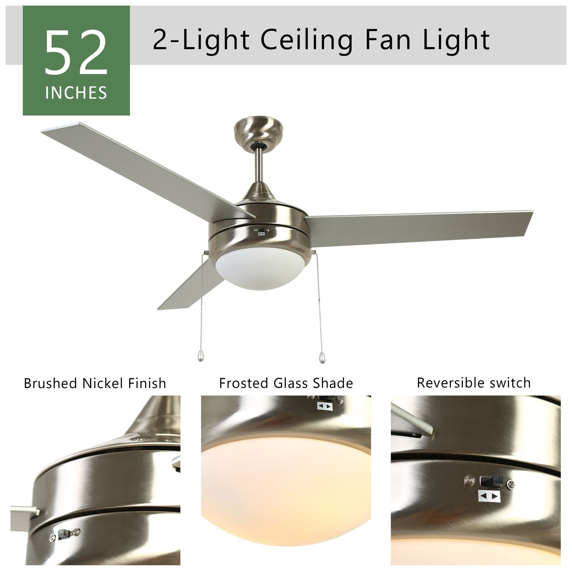 Image 7 Layera 52" Wide Brushed Nickel LED Ceiling Fan more views