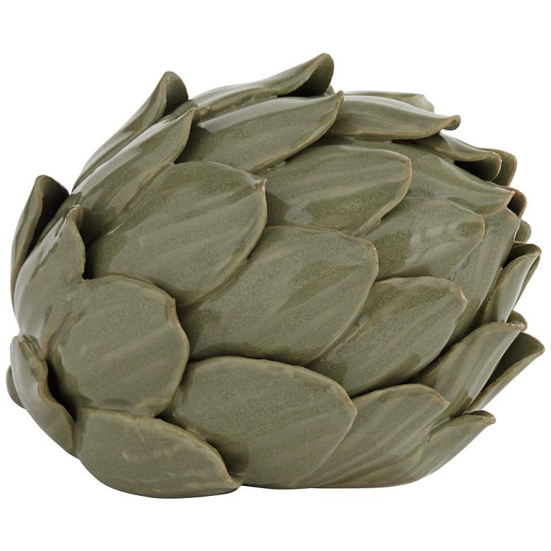 Image 4 Layered 5" Wide Matte Green Decorative Artichoke Sculpture more views