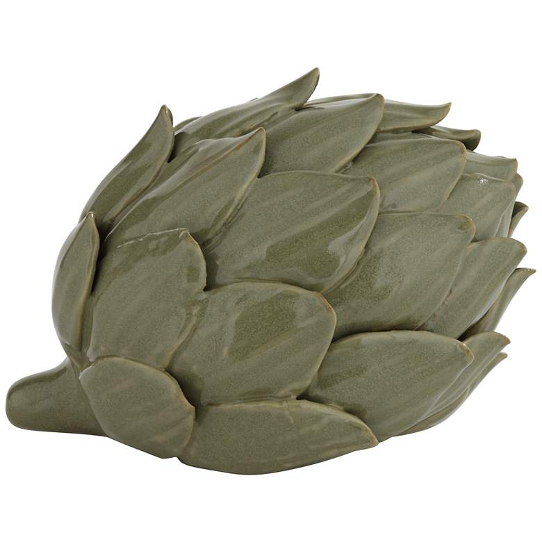 Image 5 Layered 5" Wide Matte Green Decorative Artichoke Sculpture more views