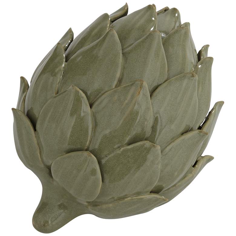 Image 6 Layered 5" Wide Matte Green Decorative Artichoke Sculpture more views