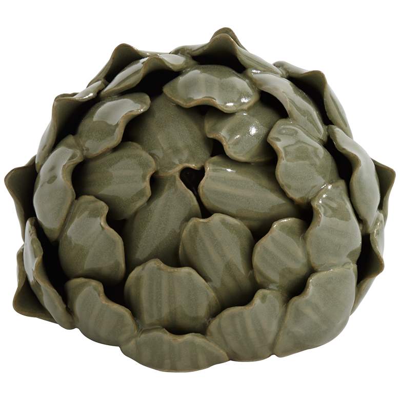 Image 7 Layered 5" Wide Matte Green Decorative Artichoke Sculpture more views