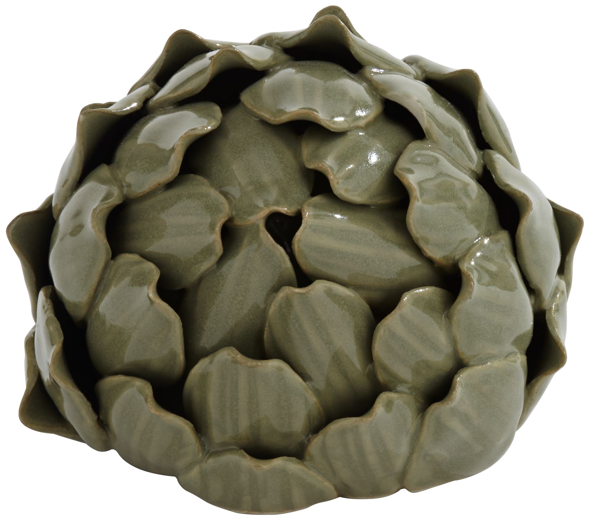 Image 6 Layered 5"W Matte Green Decorative Artichoke Sculptures Set of 2 more views