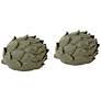 1_Layered 5"W Matte Green Decorative Artichoke Sculptures Set of 2