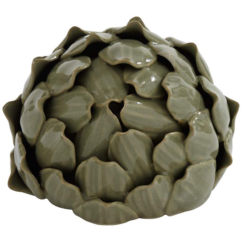 Image 6 Layered 5"W Matte Green Decorative Artichoke Sculptures Set of 2 more views