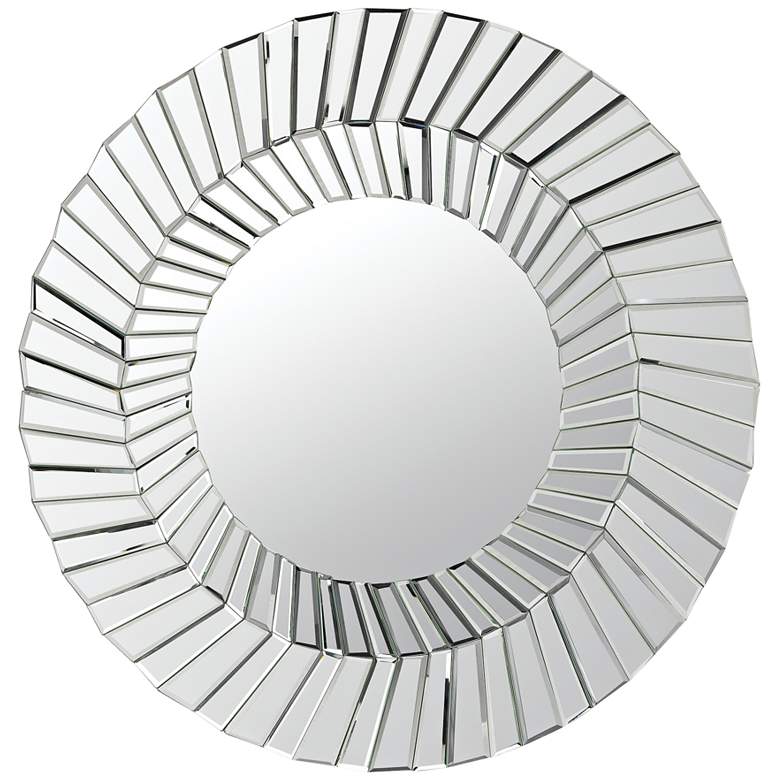 Image 1 Layered Circles Sun Strip 31 inch Round Glass Wall Mirror