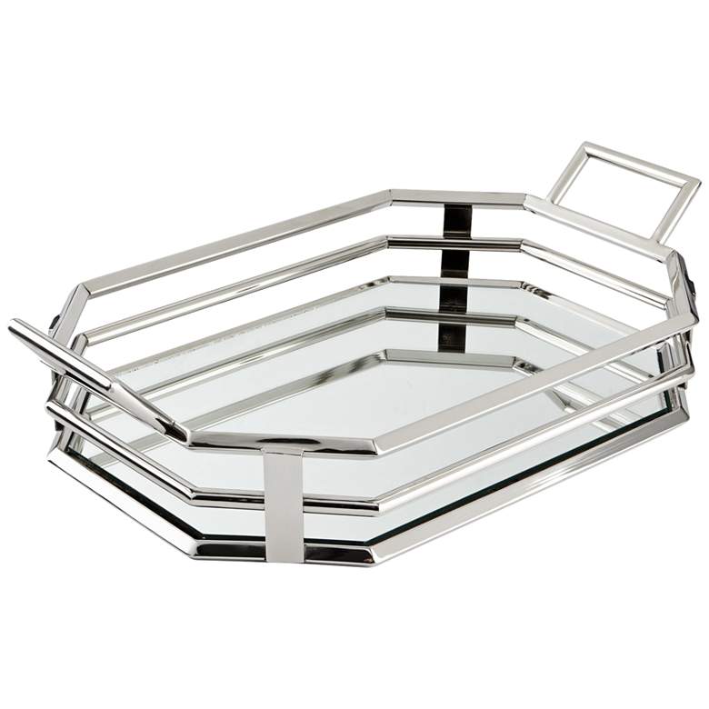 Layers of Meaning 23&quot; Wide Stainless Steel Serving Tray