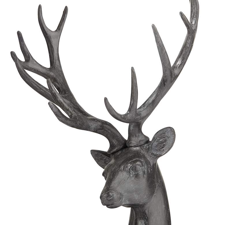 Laying Stag 14 1/2&quot; High Matte Black Statue more views