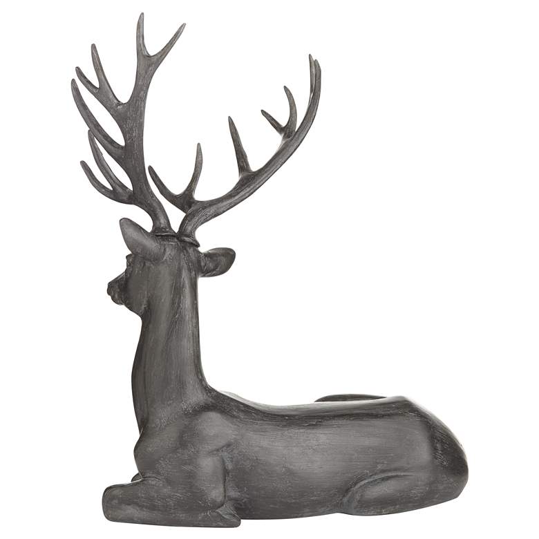 Laying Stag 14 1/2&quot; High Matte Black Statue more views