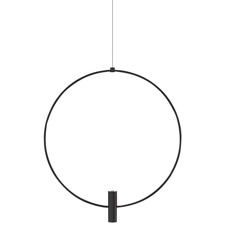 Image 1 Layla 18" Wide Up-Down LED Nickel and Black Modern Ring Pendant