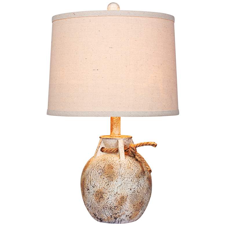 Image 1 Layla 22" Rustic Antique White Jug Accent Table Lamp