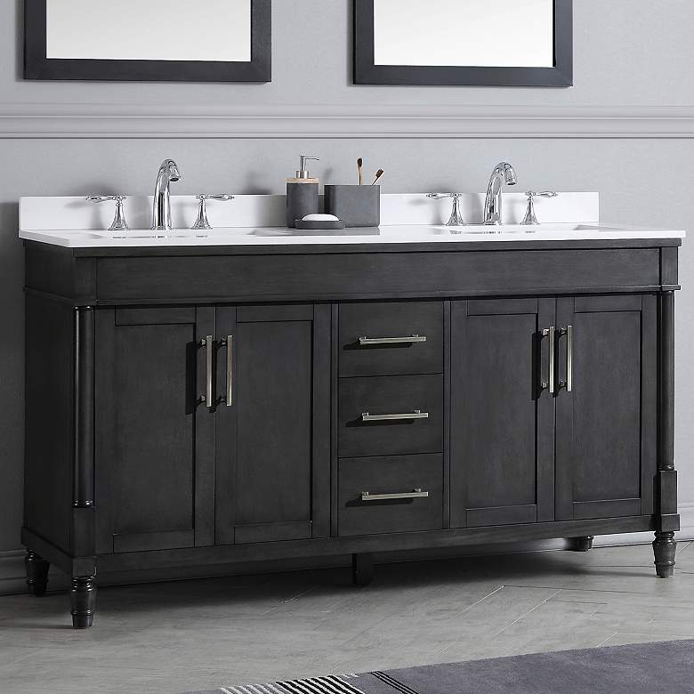 Image 1 Layla 60" Wide Iron Gray 4-Door Double Sink Vanity