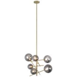 Laylani 28 1/2"W Satin Brass Plated 6-Light LED Chandelier