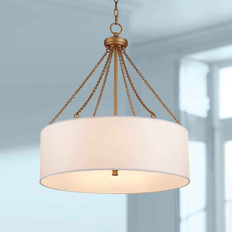 Image 1 Layne 24" Wide White Drum Shade 4-Light Pendant Light