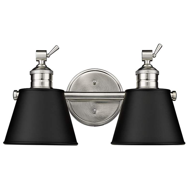 Image 1 Layne 8 1/2"H Brushed Nickel and Black 2-Light Wall Sconce