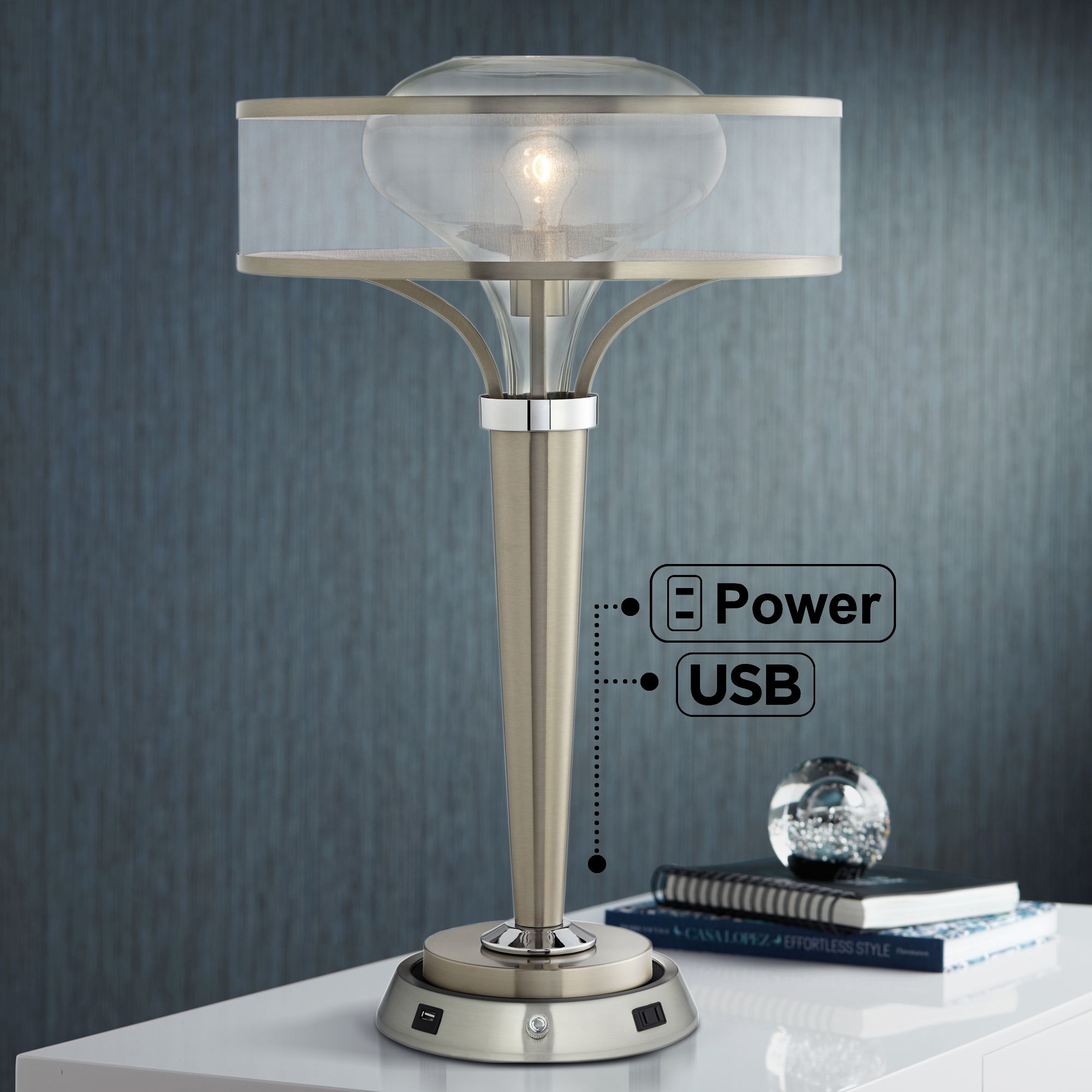 brushed nickel table lamp base