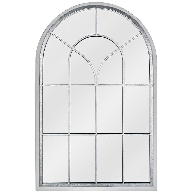 Image 1 Layne Silver and Whitewash 33 inch x 51 inch Arched Wall Mirror
