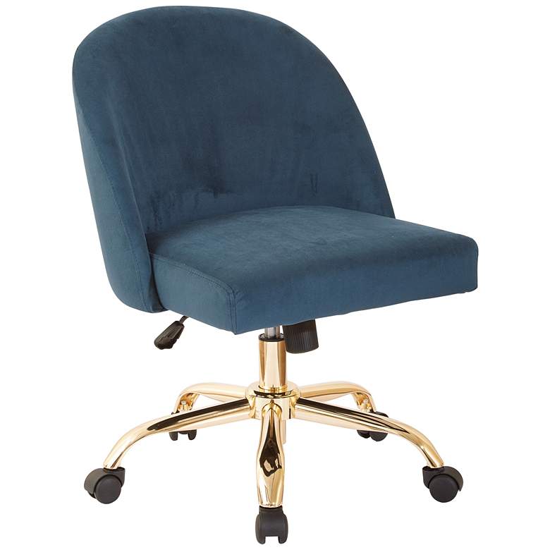 Image 1 Layton Azure Velvet Mid-Back Adjustable Swivel Office Chair