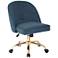 Layton Azure Velvet Mid-Back Adjustable Swivel Office Chair