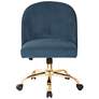 Layton Azure Velvet Mid-Back Adjustable Swivel Office Chair