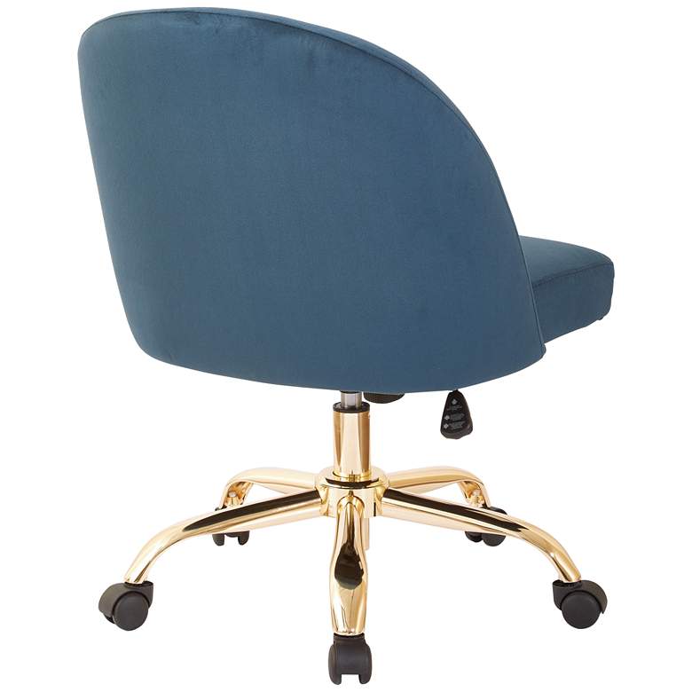 Image 3 Layton Azure Velvet Mid-Back Adjustable Swivel Office Chair more views