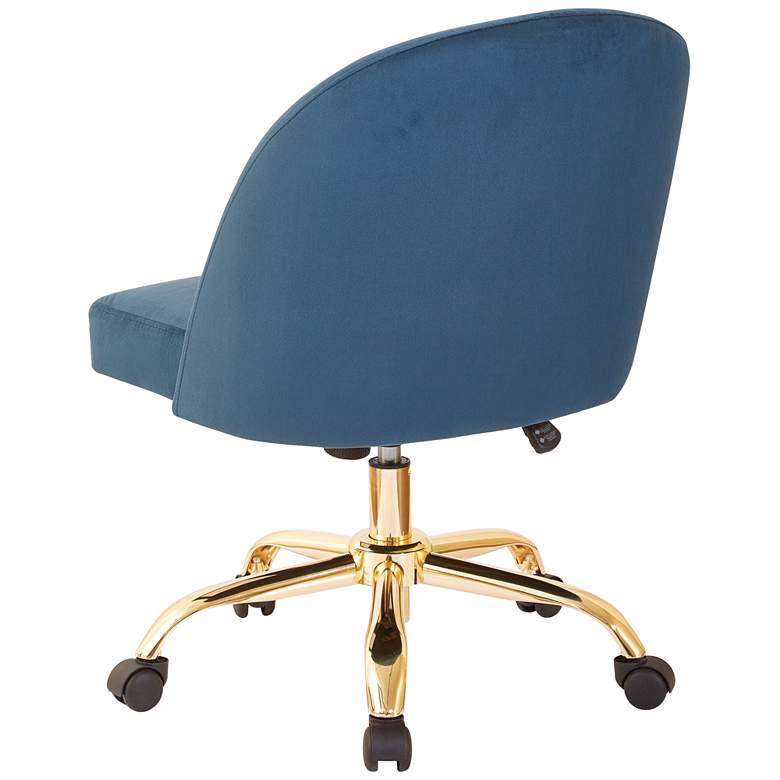 Image 4 Layton Azure Velvet Mid-Back Adjustable Swivel Office Chair more views