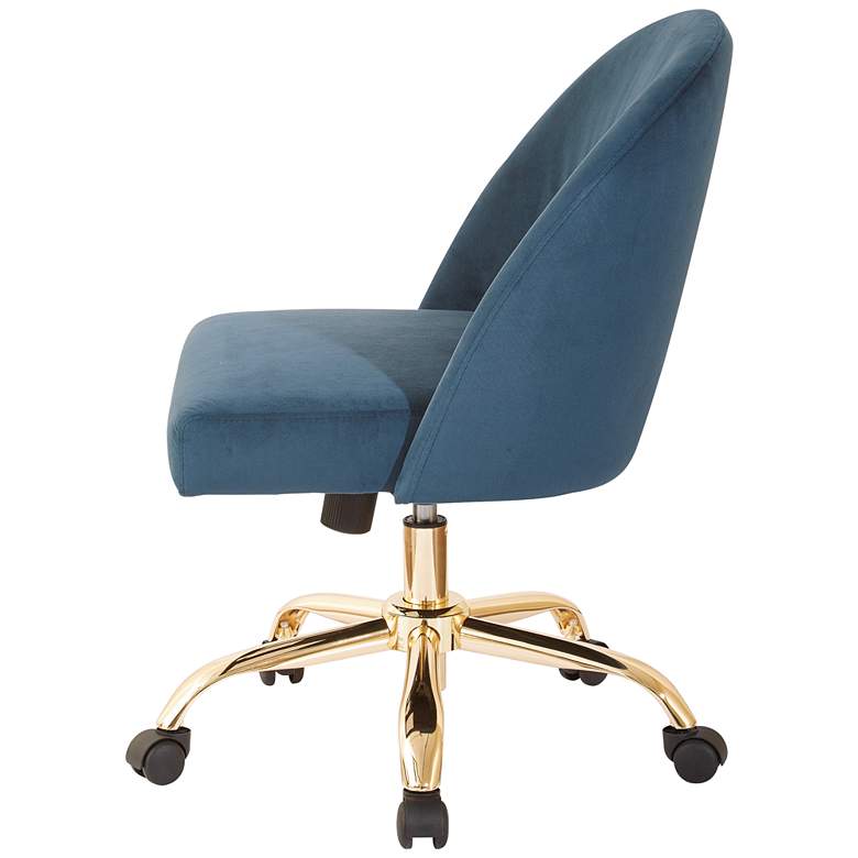 Image 6 Layton Azure Velvet Mid-Back Adjustable Swivel Office Chair more views