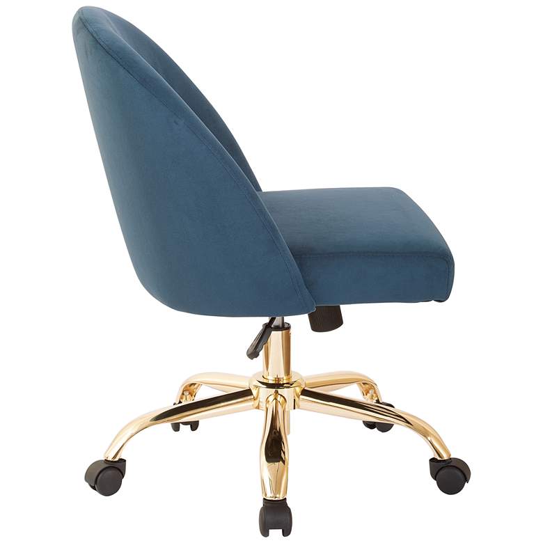 Image 7 Layton Azure Velvet Mid-Back Adjustable Swivel Office Chair more views