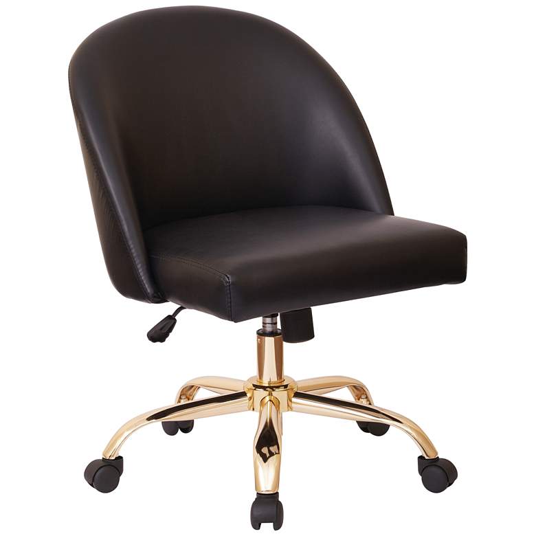 Image 1 Layton Black Faux Leather Mid-Back Swivel Office Chair
